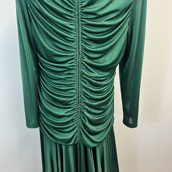 Vintage 80s Dynasty David Rose Dress sz 16 Green Jewels Sequins Cocktail Wedding - Picture 14 of 16
